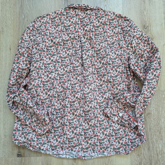 Boden Strawberry Print Multicolor Button Front Long Sleeve Blouse sz 10P Preppy - Picture 8 of 8